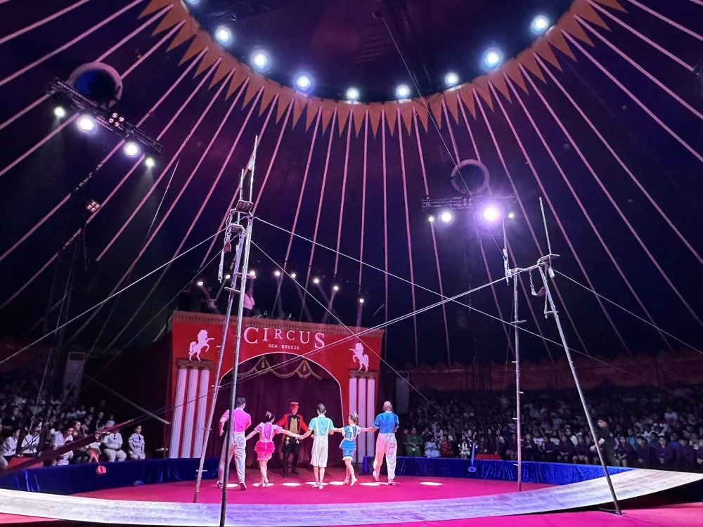 The dome, trapezes and ring
